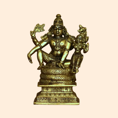 Handcrafted Brass Narayana Vishnu &amp; 6.5 Inch front view – pure brass handcrafted India