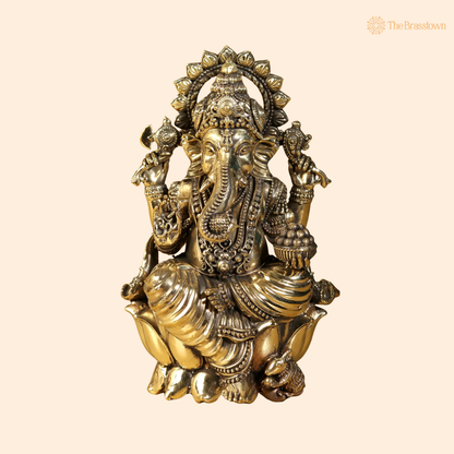Handcrafted Brass Ekdanta Ganesh Idol 2.5 Inch front view – pure brass handcrafted India