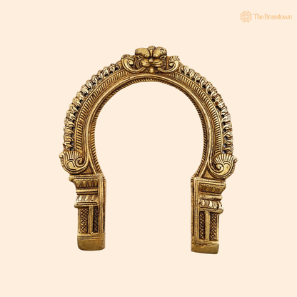 Handcrafted Brass Kirtimukha For Diety Prabhaval Arch – Handcrafted Arch Backdrop Wall Hanging for Home Temple, Deity Décor &amp; Spiritual Ambience 9 Inch