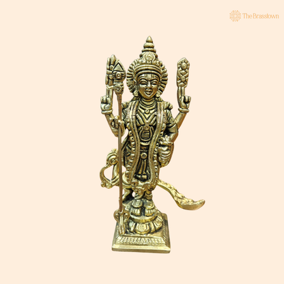 Brass Small Murugan Swamy (Kartikeya) Idol – Fine Golden Finish for Puja &amp; Home Mandir 7 Inch