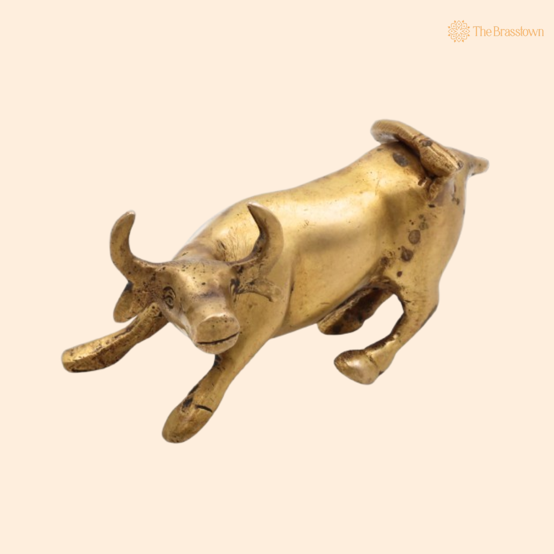 Handcrafted Brass Bull Figurine 3 Inch