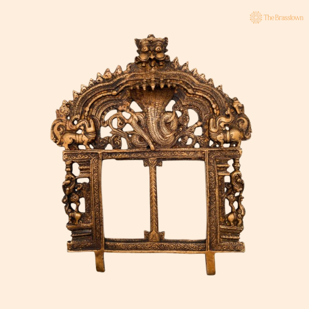 Exquisite Traditional Brass Arch Frame with Mythological Design 10 Inch