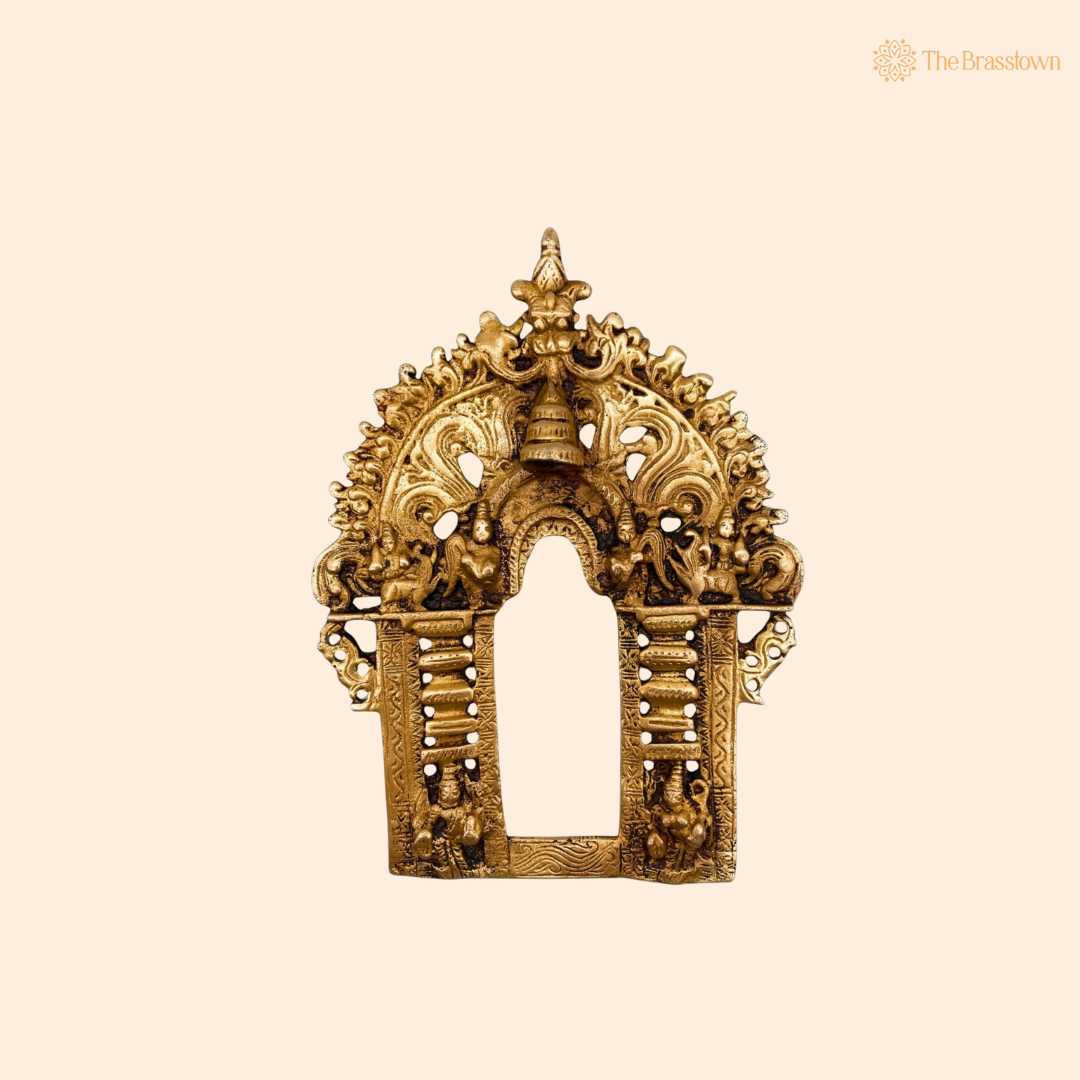 Brass Handcrafted Prabhavali Frame with 8.5 Inch front view – pure brass handcrafted India