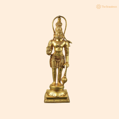 Brass Hanuman Idol – Bajrangbali / Anjaneya / Bajrangbali Sankatmochan Anjaneya / Ram Bhakt Murti for Puja, Home Mandir &amp; Spiritual Décor 27.5 Inch