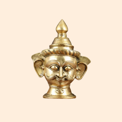 Handcrafted Brass Shiva Mukhlinga Wall 7 Inch front view – pure brass handcrafted India