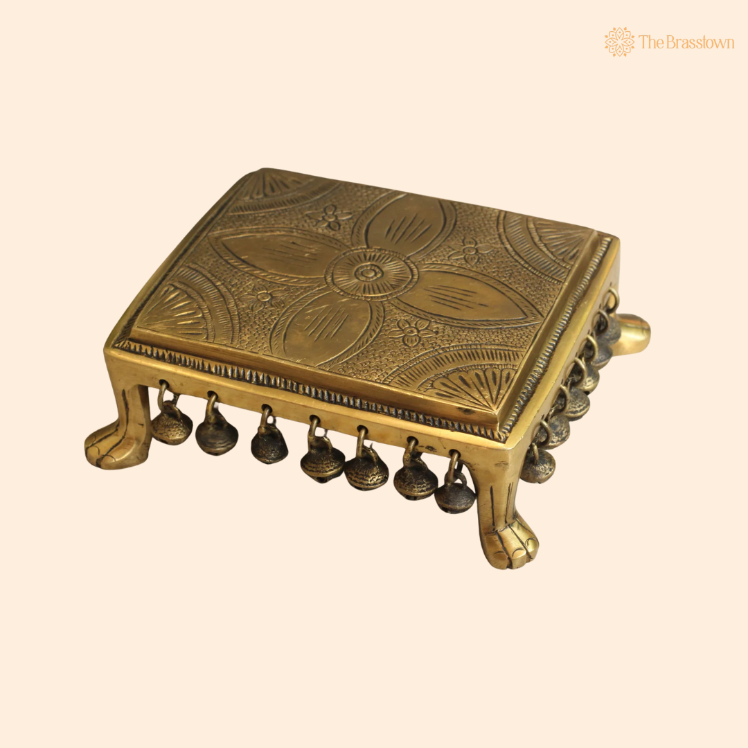 Handcrafted Brass Chowki 2.5 Inch front view – pure brass handcrafted India