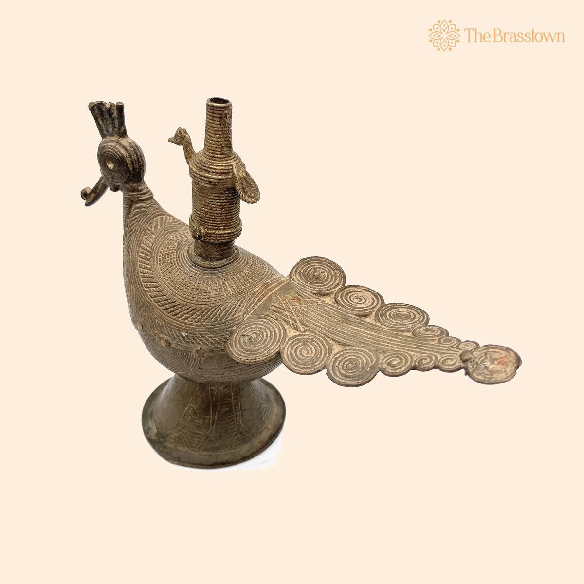 Brass Antique Oil Lamp – Handcrafted Deepalakshmi Vilakku Diya for Aarti, Puja &amp; Home Mandir Décor 6.5 Inch 1