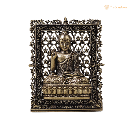 Brass Buddha Panel – Fine Handcrafted Buddha Wall Plaque for Car Dashboard, Home Décor, Meditation &amp; Spiritual Blessings 3 Inch