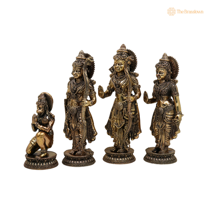 Brass Ram Darbar Idol 10 Inch side view – antique finish detail