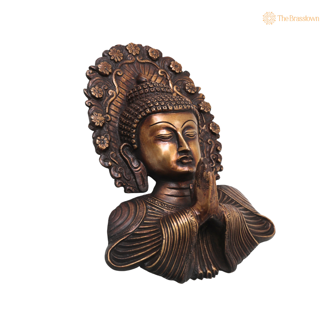 Brass Shakyamuni Buddha Face Wall Decor – A Symbol of Serenity and Enlightenment 8.5 Inch