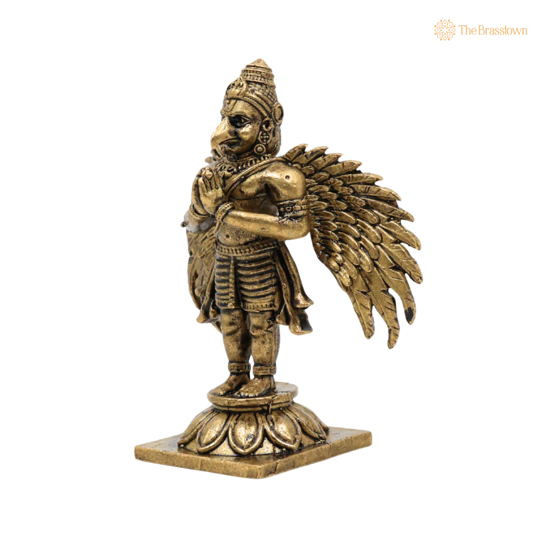Brass Garuda Idol 3 Inch side view – antique finish detail