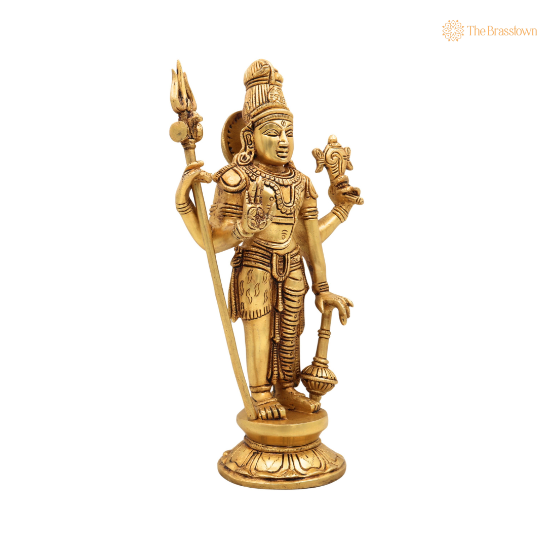 Brass Harihara Idol 11 Inch side view – antique finish detail