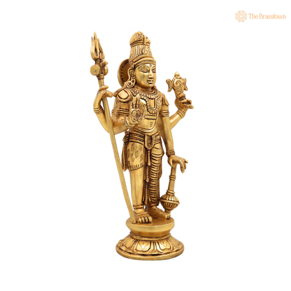 Brass Harihara Idol 11 Inch side view – antique finish detail