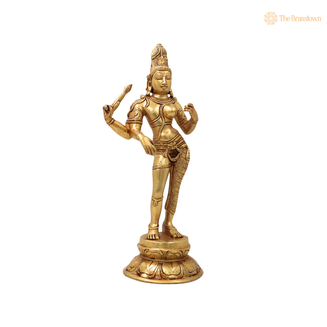 Brass Ardhanarishwara Idol – Shiva Shakti Half Male Female Murti for Pooja, Home Mandir, Spiritual Décor &amp; Gifting 13.5 Inch