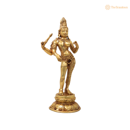 Brass Ardhanarishwara Idol – Shiva Shakti Half Male Female Murti for Pooja, Home Mandir, Spiritual Décor &amp; Gifting 13.5 Inch