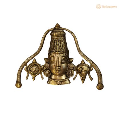 Handcrafted Brass Lord Balaji Idol 10 Inch side view – antique finish detail