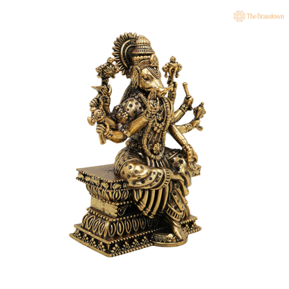 Brass Varahi Amman Idol 4 Inch side view – antique finish detail