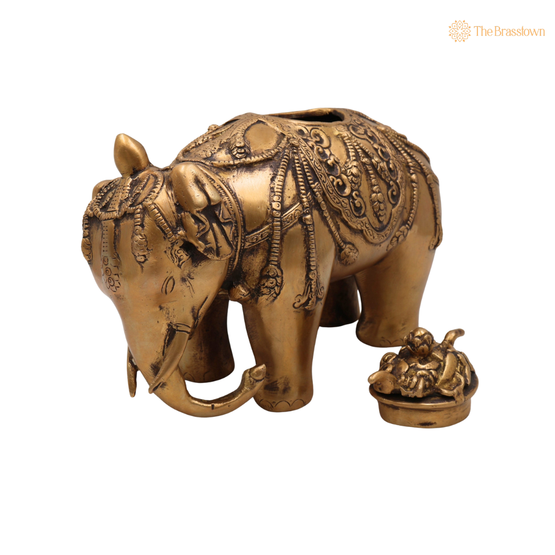 Brass Elephant Base Dhoop Dani 7.5 Inch