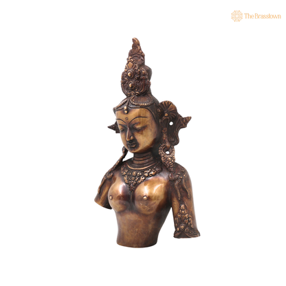 Brass Half Tara Mahavidya Sculpture – Handcrafted Traditional Unique Chola Style Tara Maa Murti for Pooja, Home Mandir, Spiritual Décor &amp; Gifting 14 Inch