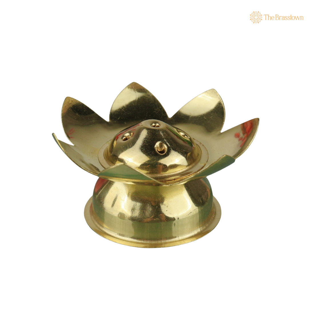 Brass Lotus Agarbatti Holder – Peetal Incense Stick &amp; Dhoopbatti Stand for Pooja Room, Temple &amp; Home Décor 1.5 Inch