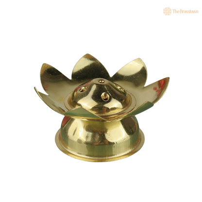 Brass Lotus Agarbatti Holder – Peetal Incense Stick &amp; Dhoopbatti Stand for Pooja Room, Temple &amp; Home Décor 1.5 Inch