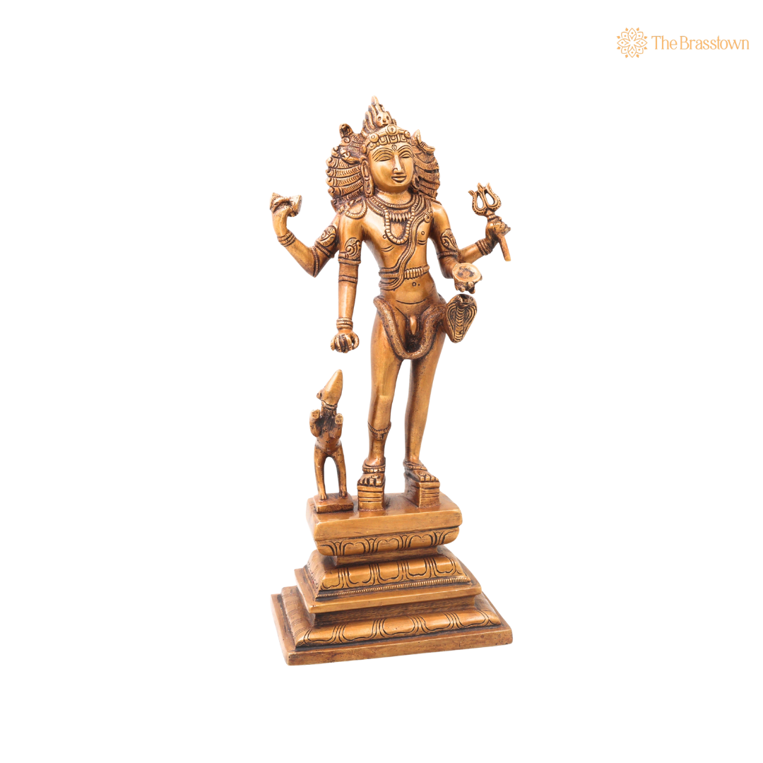 Brass Kala Bhairava Idol – Handcrafted Traditional Chola Style Bhairav Murti for Pooja, Home Mandir, Spiritual Décor &amp; Gifting 15 Inch