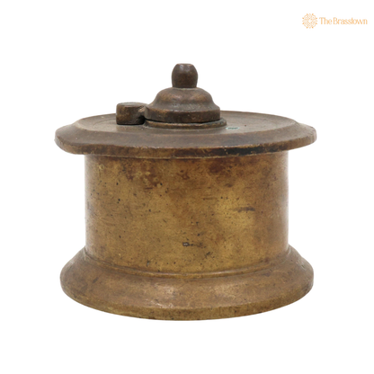 Handcrafted Brass Ink Pot – Vintage Peetal Kalamdan, Antique Pital Ink Well &amp; Traditional Kalam Daani Writing Collectible 3 Inch