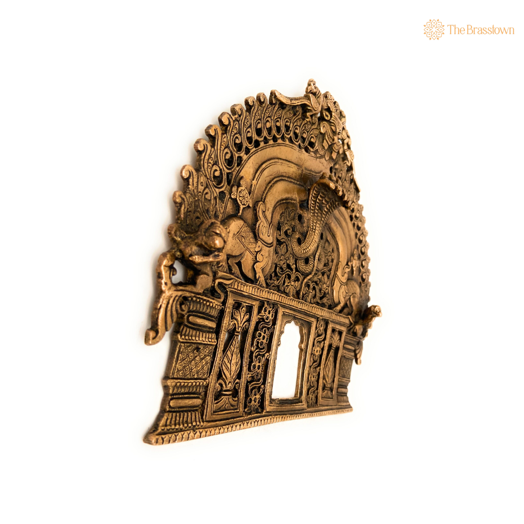 Ornate Brass Arch Frame with Mythological Motifs 8 Inch