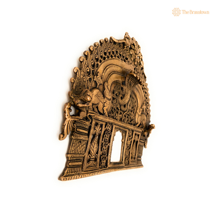 Ornate Brass Arch Frame with Mythological Motifs 8 Inch
