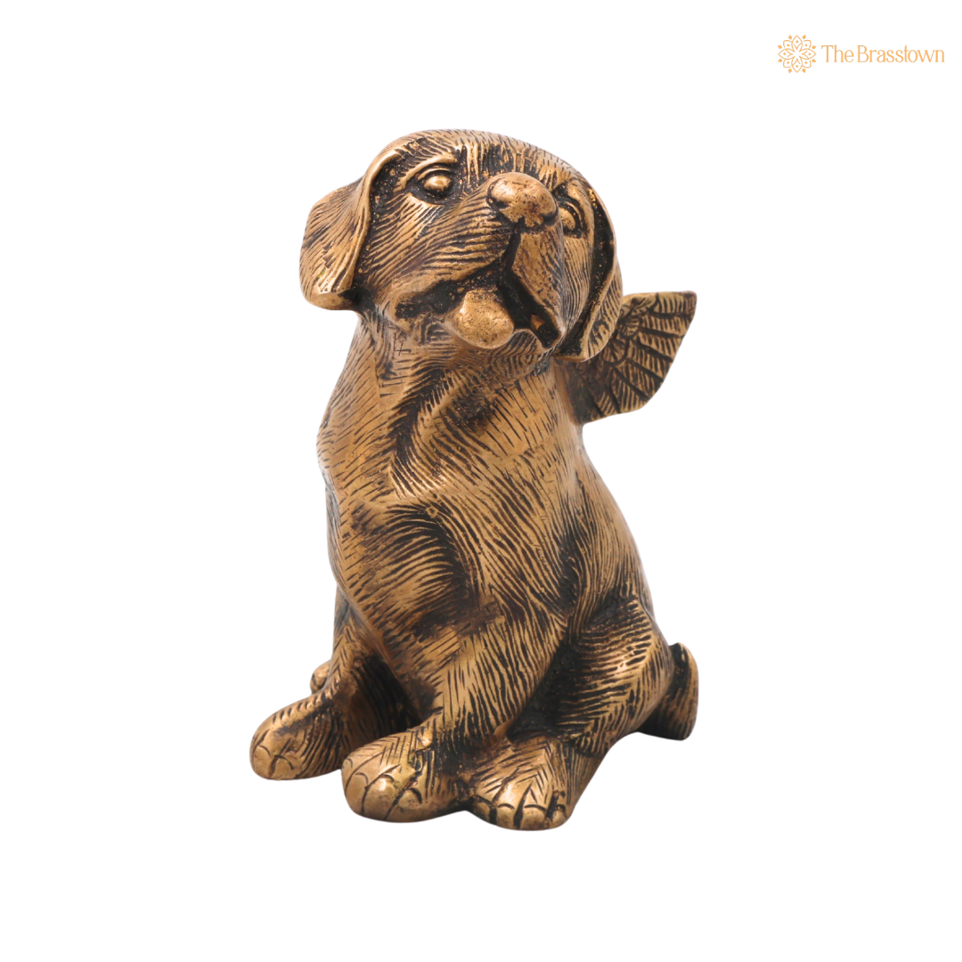 Brass Dog Statue – Handmade Brass Shvan Kukkura Nai Murti for Home Décor, Pooja, Collectibles &amp; Gifting 5.5 Inch