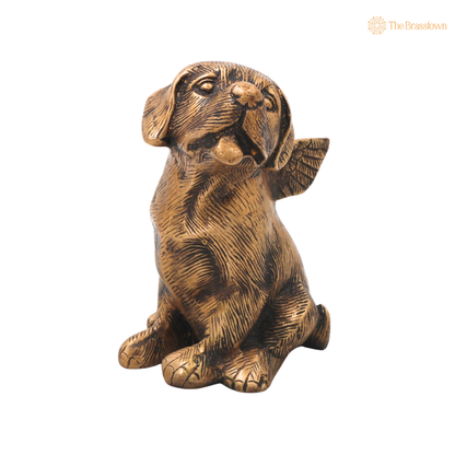 Brass Dog Statue – Handmade Brass Shvan Kukkura Nai Murti for Home Décor, Pooja, Collectibles &amp; Gifting 5.5 Inch
