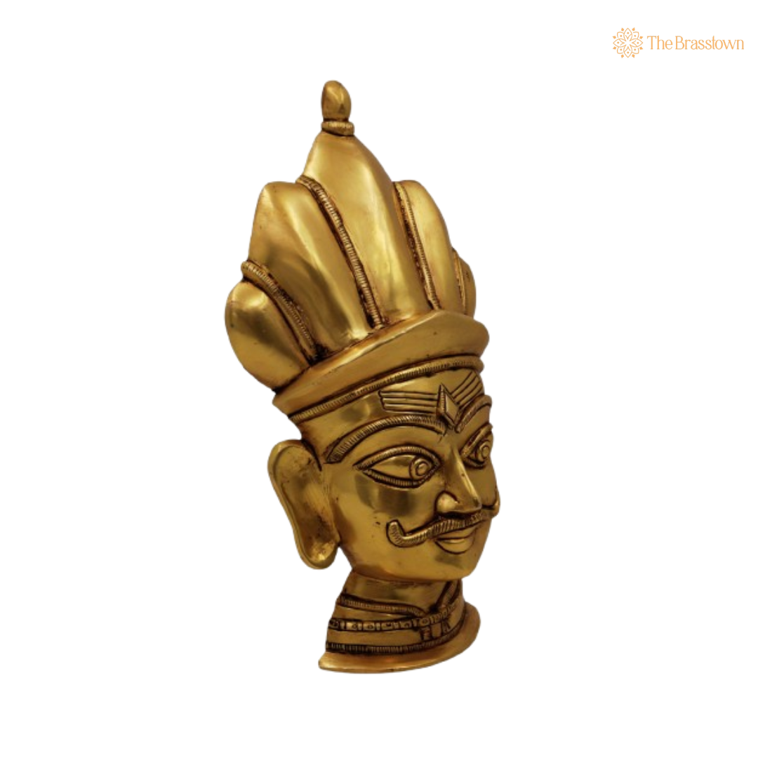 Handcrafted Brass Kaal Bhairav Wall Mask 9.5 Inch