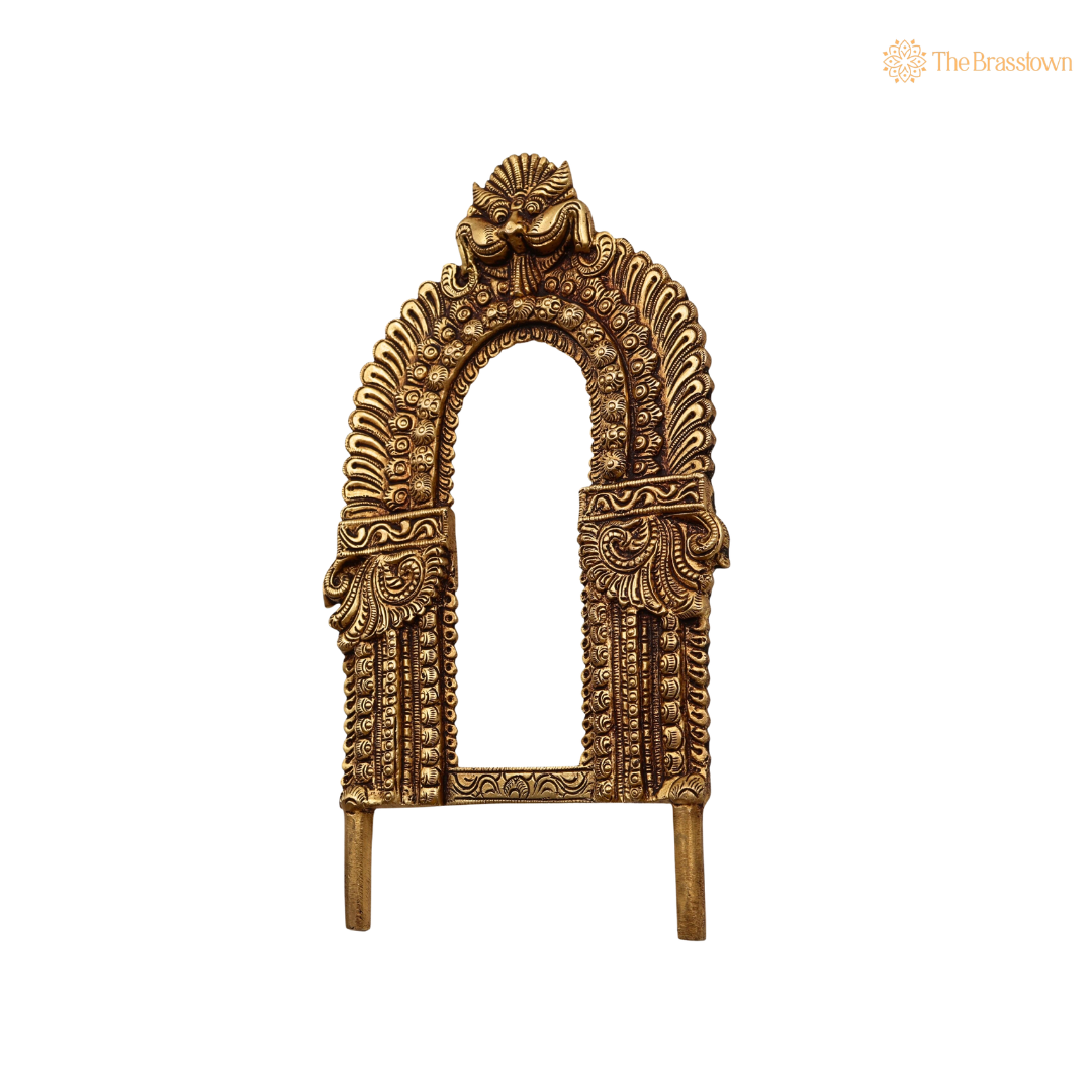 Brass Traditional Prabhavali Frame – Handcrafted Arch Wall Hanging for Home Temple, Deity Décor &amp; Spiritual Ambience 10 Inch