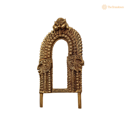 Brass Traditional Prabhavali Frame – Handcrafted Arch Wall Hanging for Home Temple, Deity Décor &amp; Spiritual Ambience 10 Inch