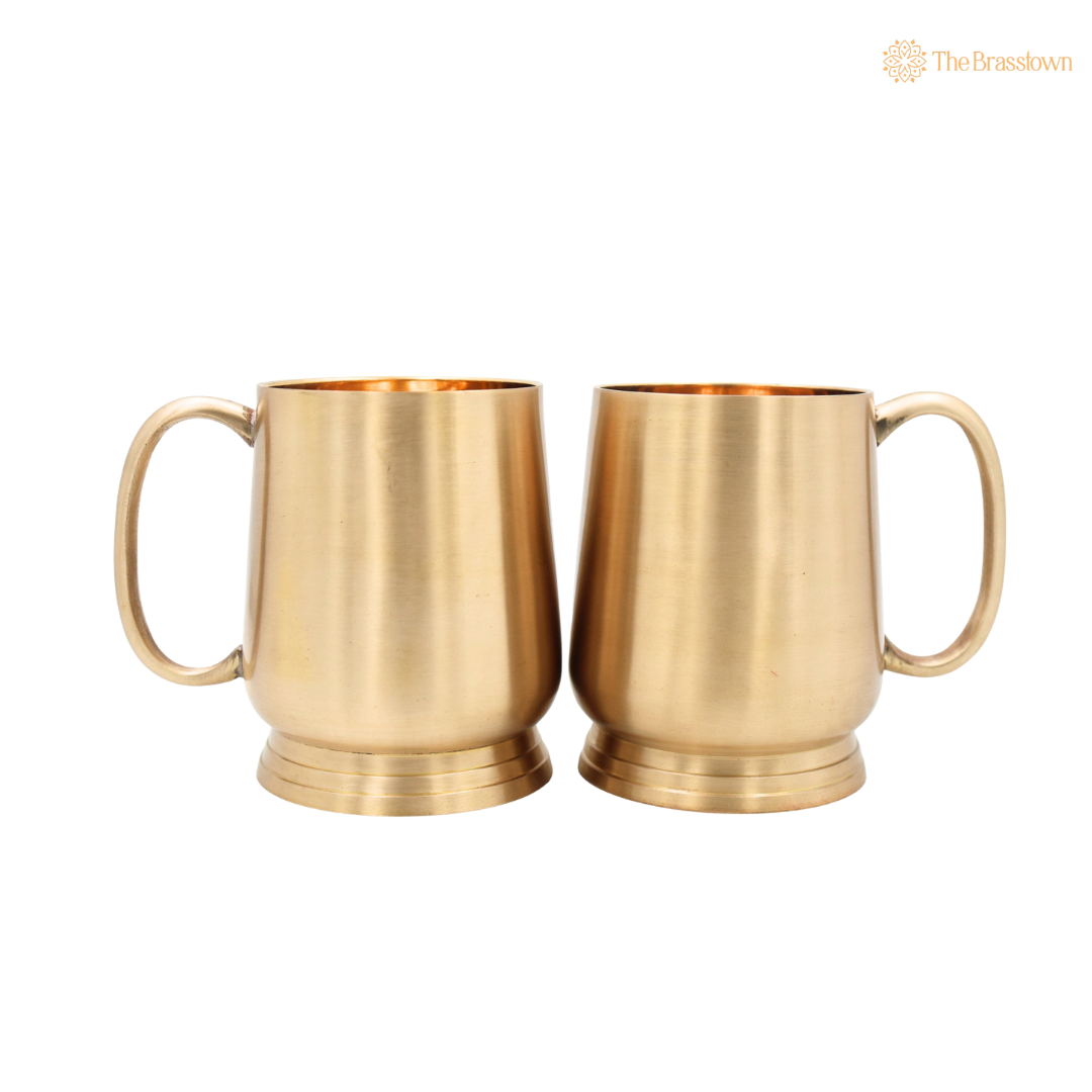 Handcrafted Brass Glass Set of 2 – Traditional Peetal Water Vessel for Pooja, Dining, Home Décor &amp; Gifting 4.5 Inch
