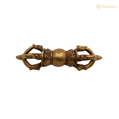 Handcrafted Brass Dorje / Vajra Idol – Tibetan Thunderbolt Scepter for Puja &amp; Spiritual Décor 7 Inch