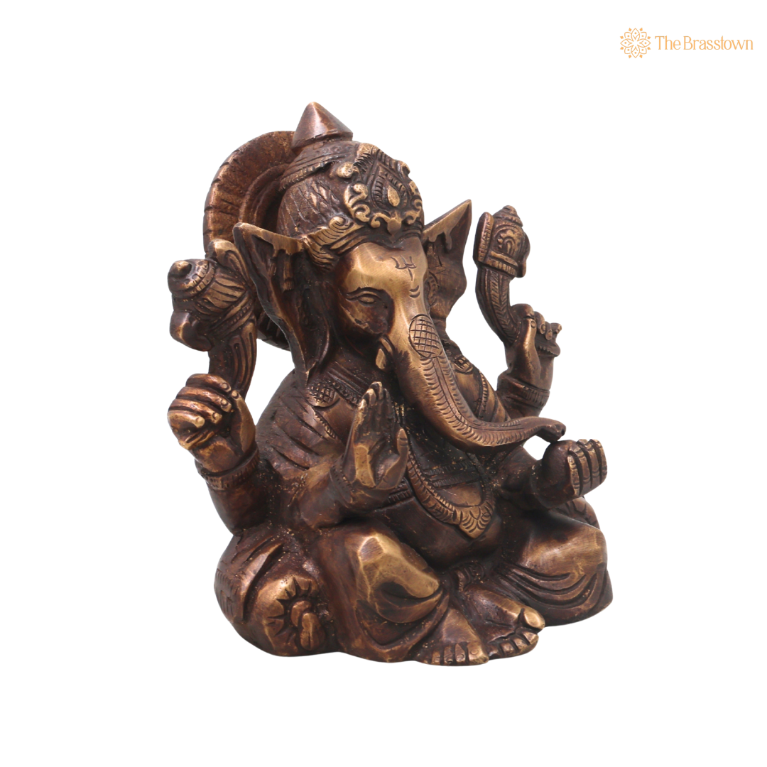 Brass Ganesha Ganapati Vinayaka Idol – Chola Style Ganapati Vinayaka Murti for Pooja, Home Mandir, Décor &amp; Gifting 6.5 Inch