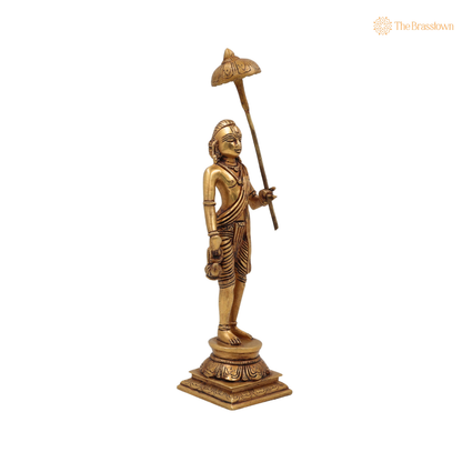 Handcrafted Brass Vamana Idol 11 Inch side view – antique finish detail
