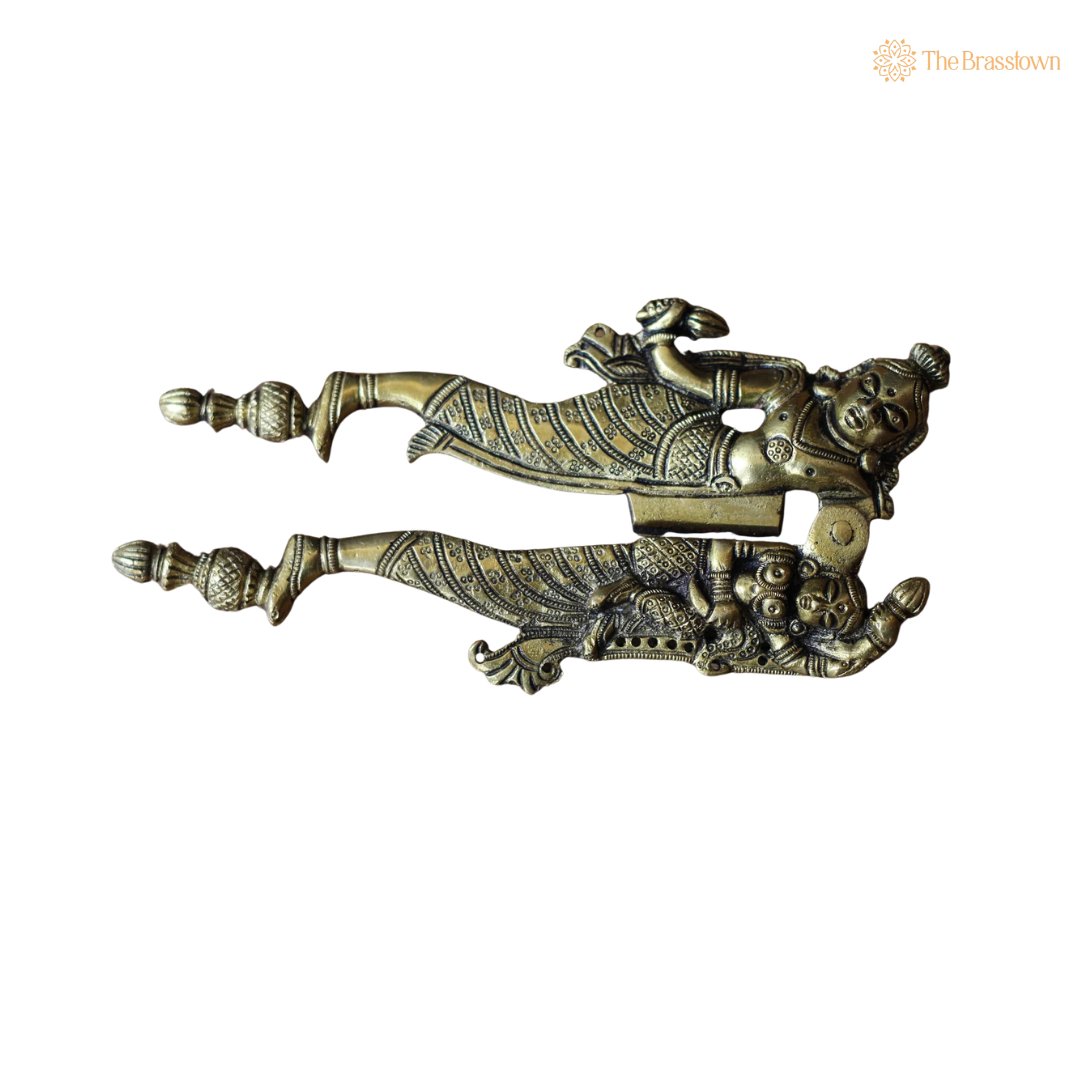 Handcrafted Brass Vishnu Statue Nutcracker 6.5 Inch side view – antique finish detail