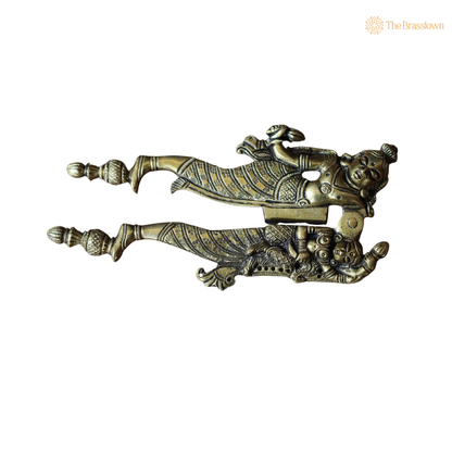 Handcrafted Brass Vishnu Statue Nutcracker 6.5 Inch side view – antique finish detail