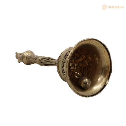 Brass Hanuman Ghanti 5.5 Inch side view – antique finish detail