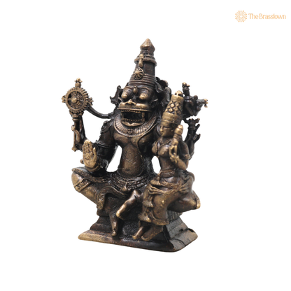 Brass Lakshmi Narasimha Idol – Traditional Narahari Swamy Murti for Pooja, Home Mandir, Spiritual Décor &amp; Gifting 2.5 Inch
