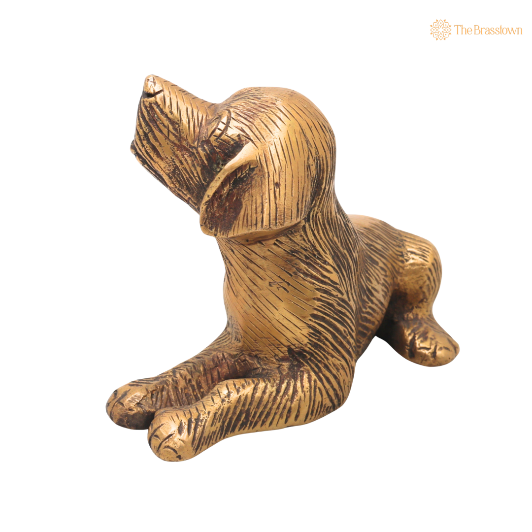 Handcrafted Brass Dog Statue – Handmade Brass Dog ( Kukkura ) Idol for Home Décor, Pooja, Collectibles &amp; Gifting 4.5 Inch