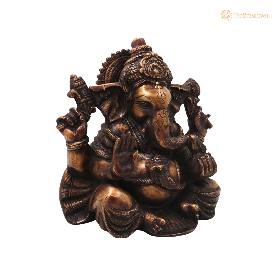 Handcrafted Brass Ganesha Ganapati Vinayaka Idol – Chola Style Ganapati Vinayaka Murti for Pooja, Home Mandir, Décor &amp; Gifting 10 Inch