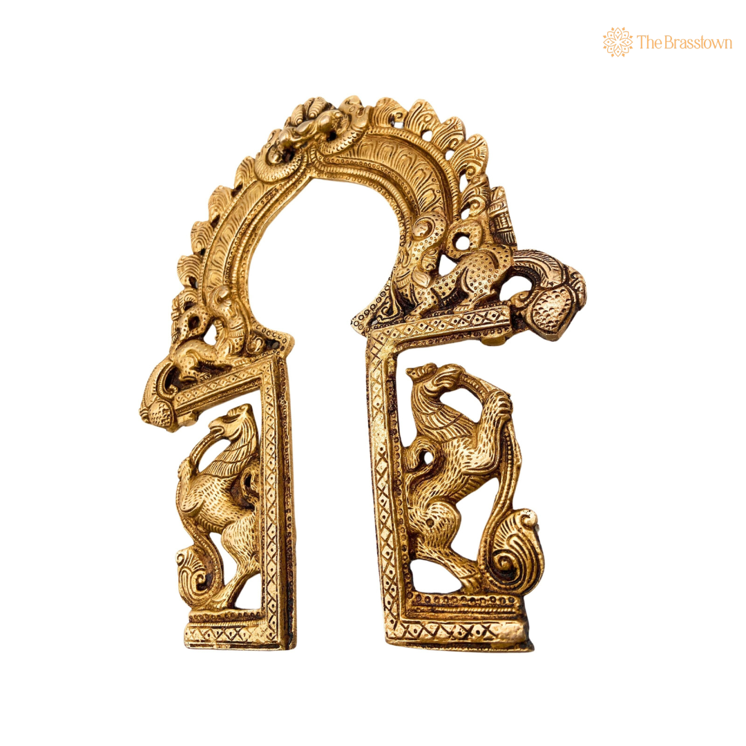 Antique Brass Peacock Temple Arch Frame 10 Inch