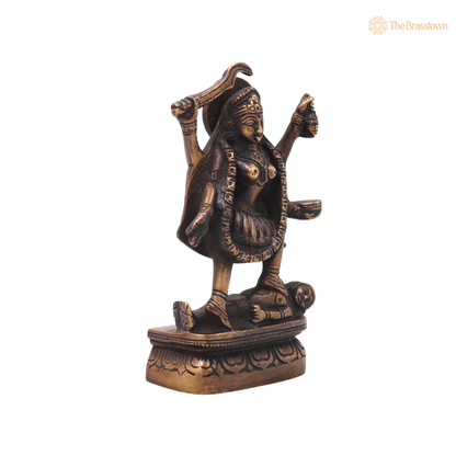 Unique Traditional Brass Mahakali Statue Murti – Unique Chola Style Kali Mata Statue for Pooja, Home Mandir, Spiritual Décor &amp; Gifting 10 Inch