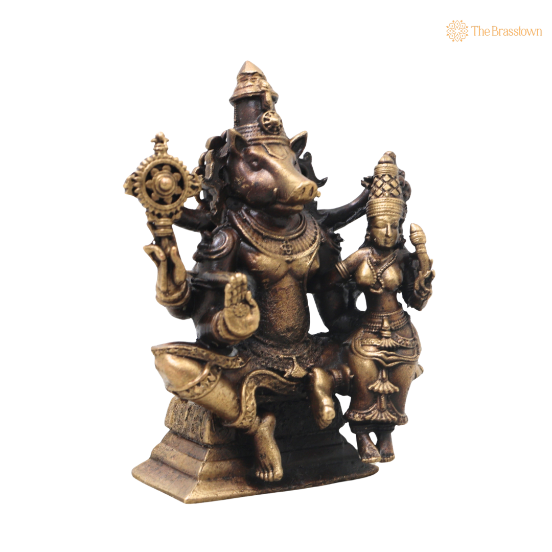 Brass Lakshmi Narasimha Idol – Handcrafted Traditional Narahari Murti for Pooja, Home Mandir, Spiritual Décor &amp; Gifting 3 Inch