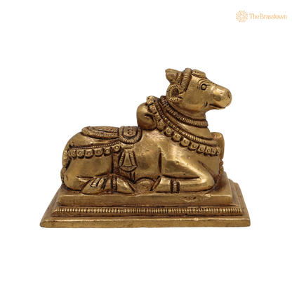 Brass Shiva’s Nandi Sculpture Idol – Sacred Nandi Statue for Puja &amp; Home Mandir Décor 3 Inch