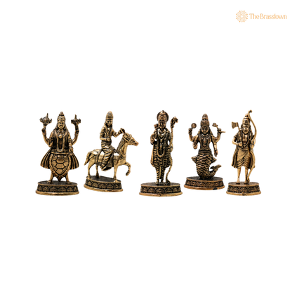 Brass Vishnu Dashavatar Set Idol – Handcrafted Dashavatara Murti Collection for Pooja, Temple Décor &amp; Spiritual Gifting