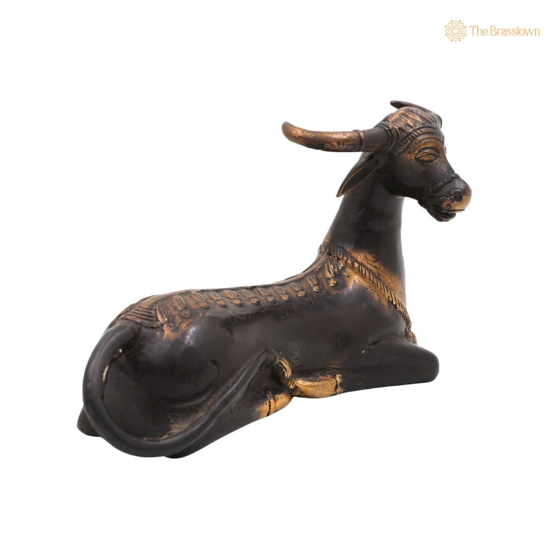 Handcrafted Brass Nandi Statue – Sacred Nandi Bull Statue for Puja &amp; Home Mandir Décor 5.5 Inch
